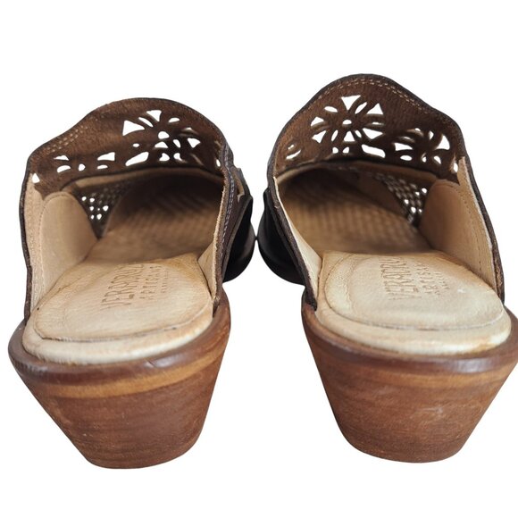 Veracruz Artisans Sundance Brown Leather Cutout Mules Size 36 US 5.5-6 Boho - Picture 5 of 13